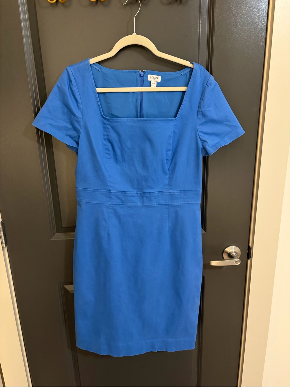 J. Crew Factory Cobalt Blue Square-Neck Sheath Dress